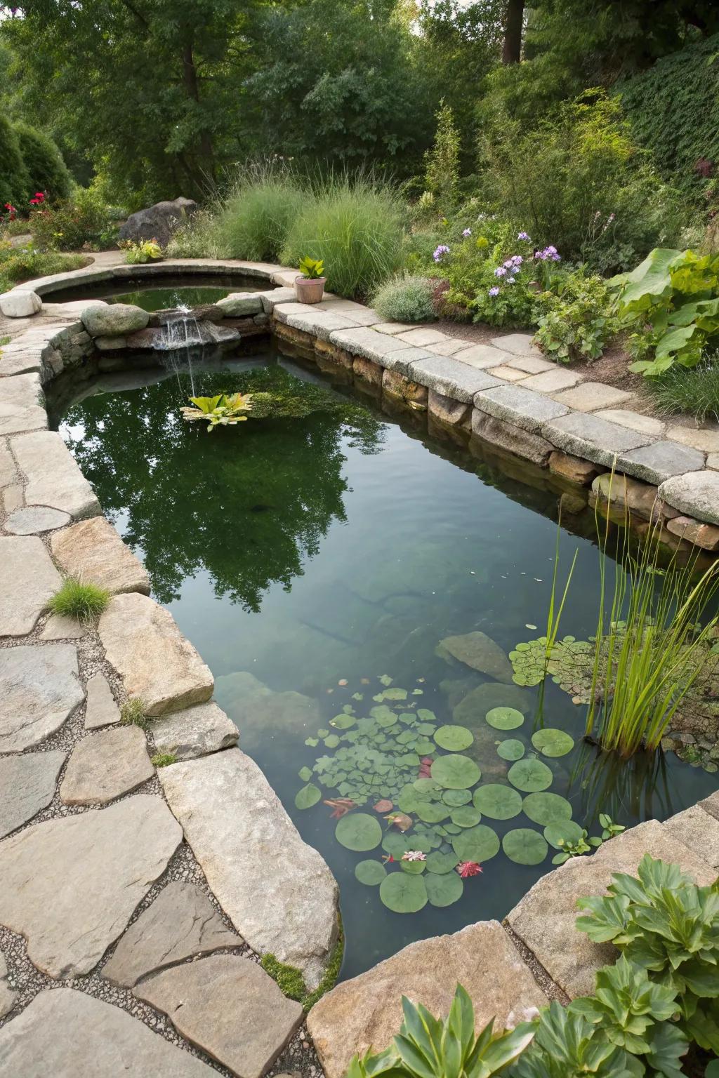A natural rock pool pond that integrates with nature.