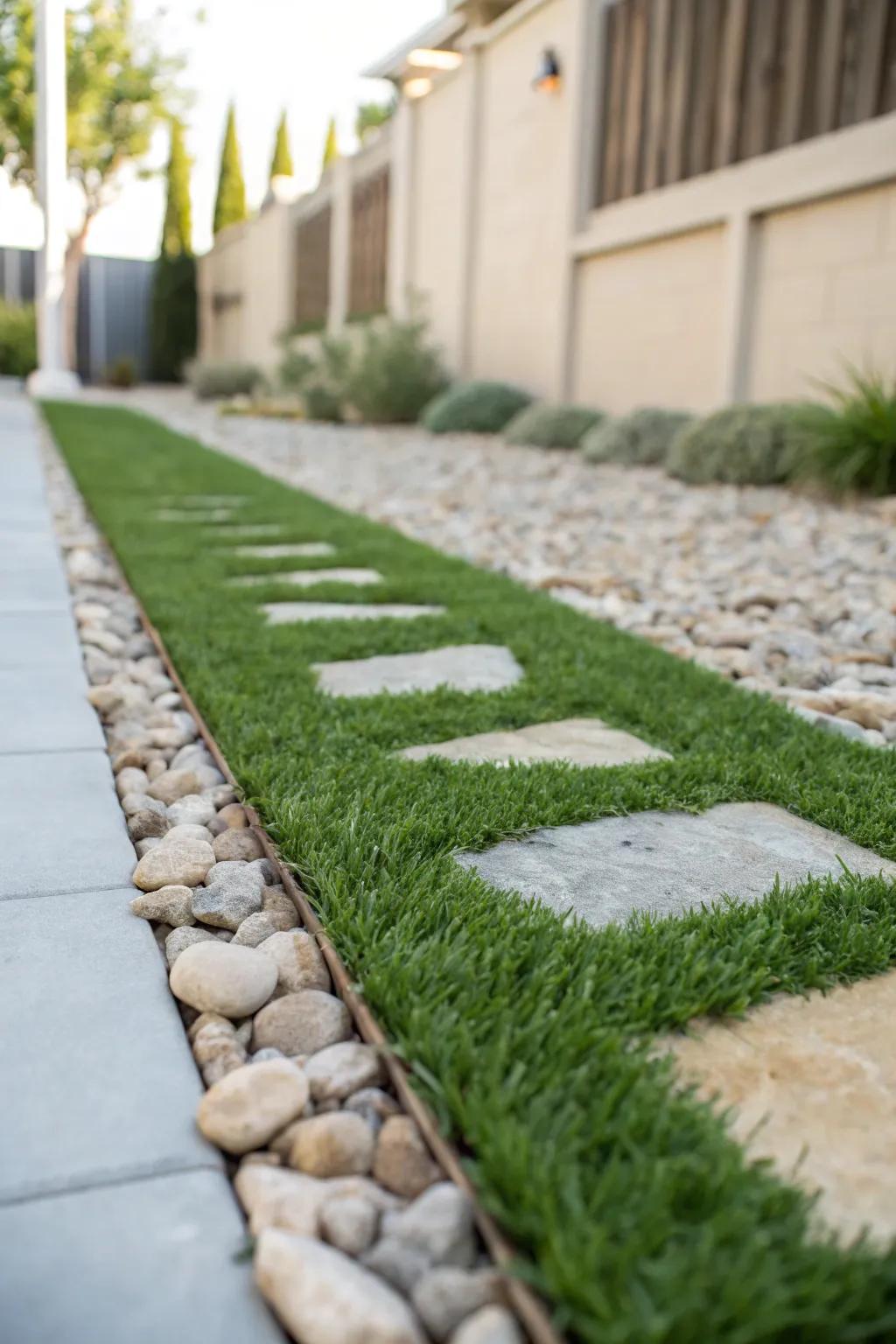 Pathways add structure and guide the flow in your artificial grass yard.