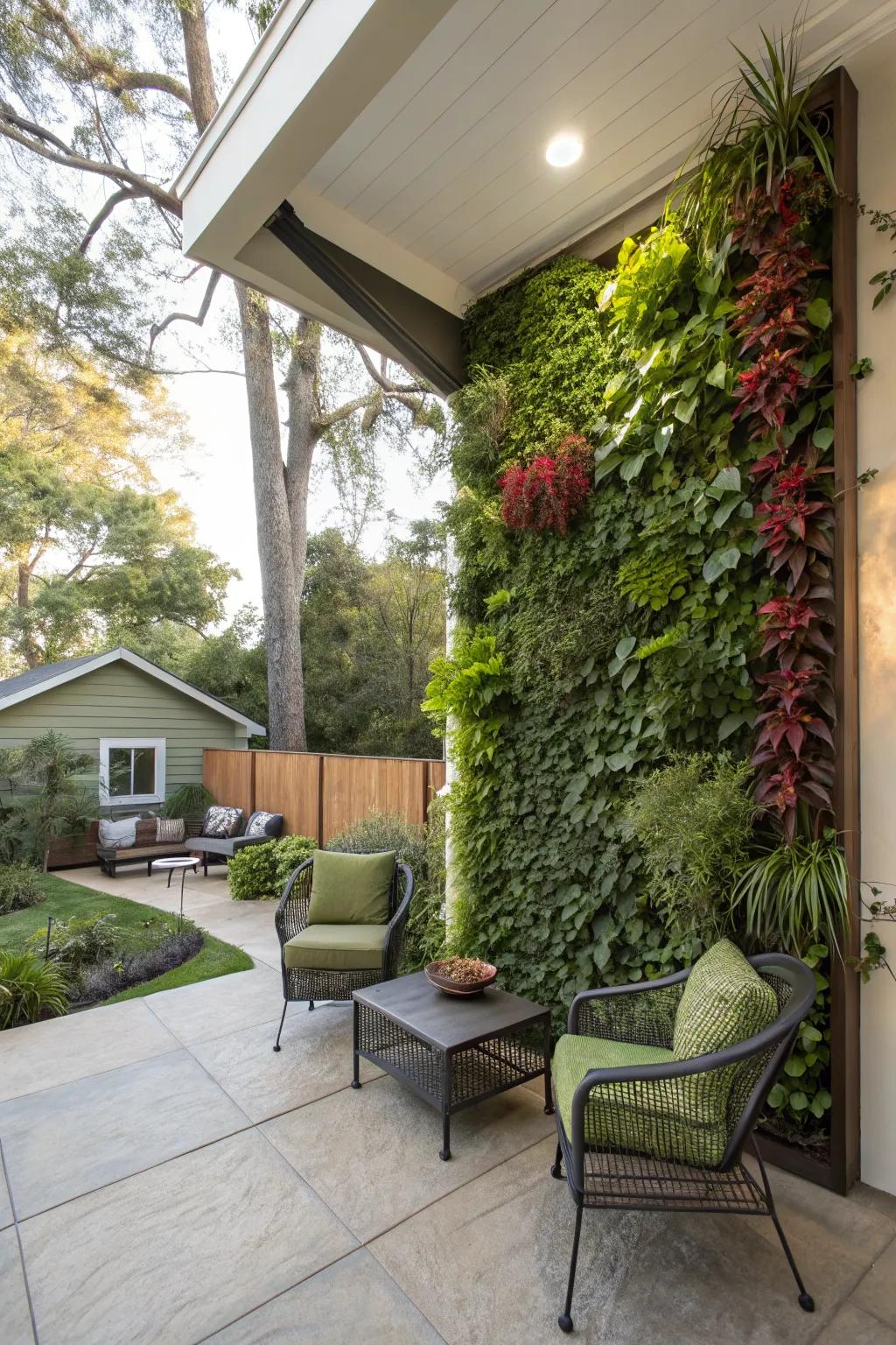 Add a vertical garden for a lush backdrop on your patio.