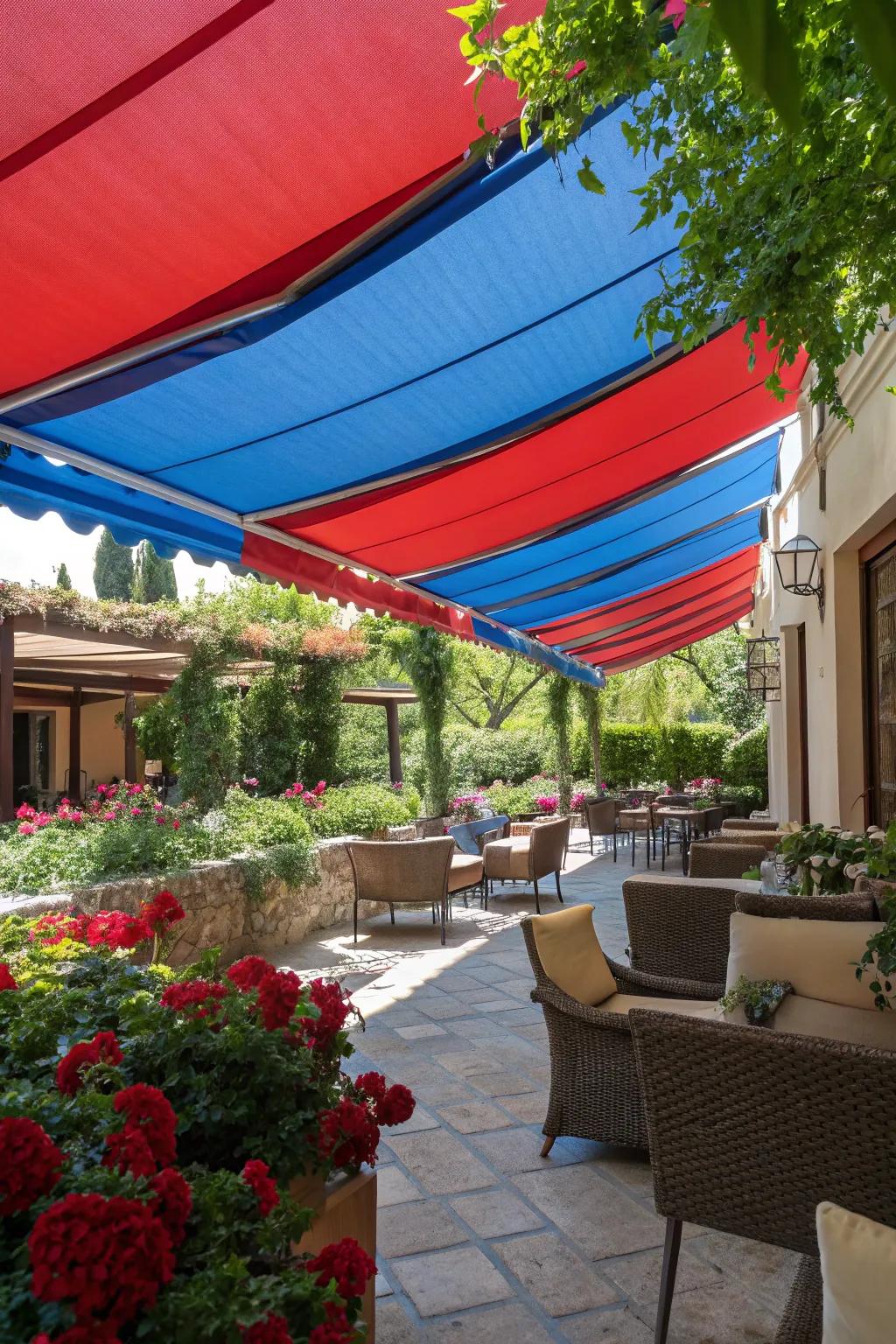 Brighten your space with colorful awning fabrics.