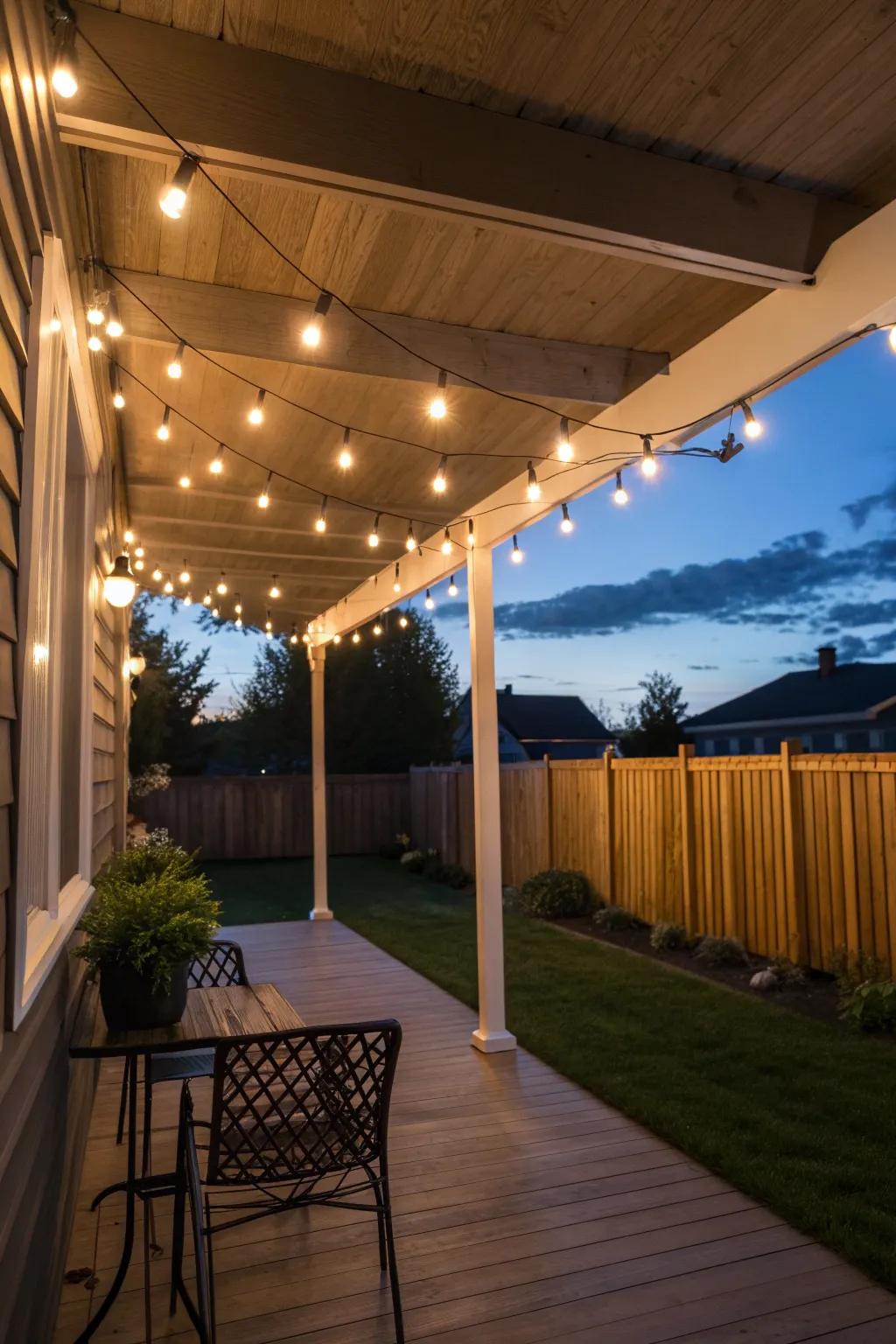 Integrated lighting adds a magical touch to evening gatherings.