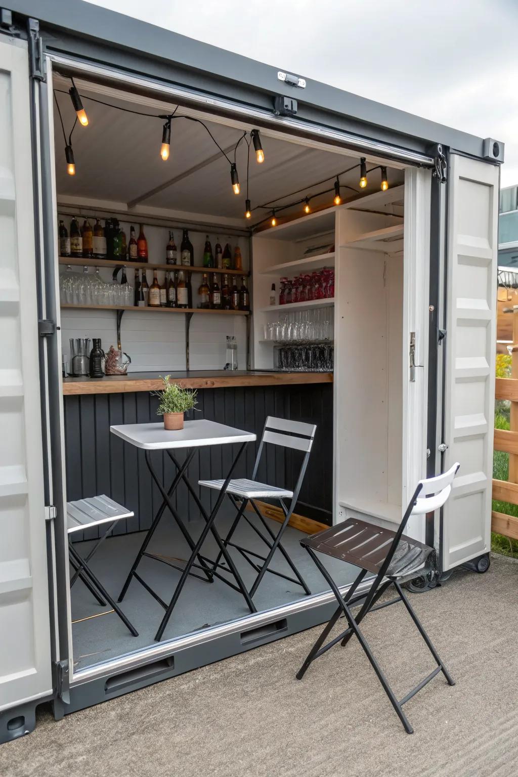 Compact creativity in bar sheds ensures style without sacrificing space.
