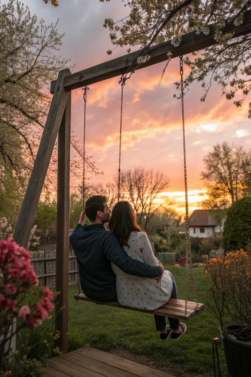 Capture the beauty of the sunset with a gentle swing.