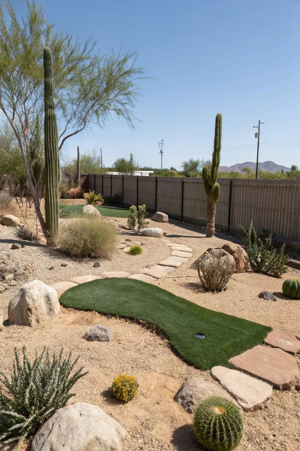 Artificial turf provides greenery without the upkeep.