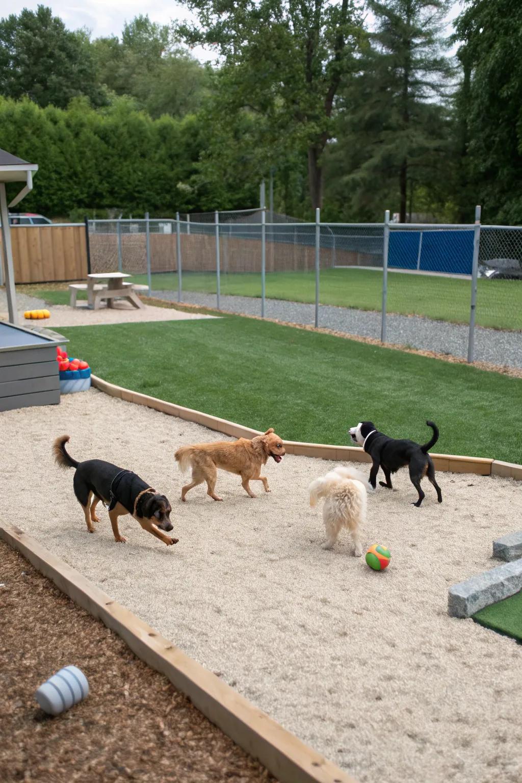 Engage your dog's senses with varied textures in their play area.