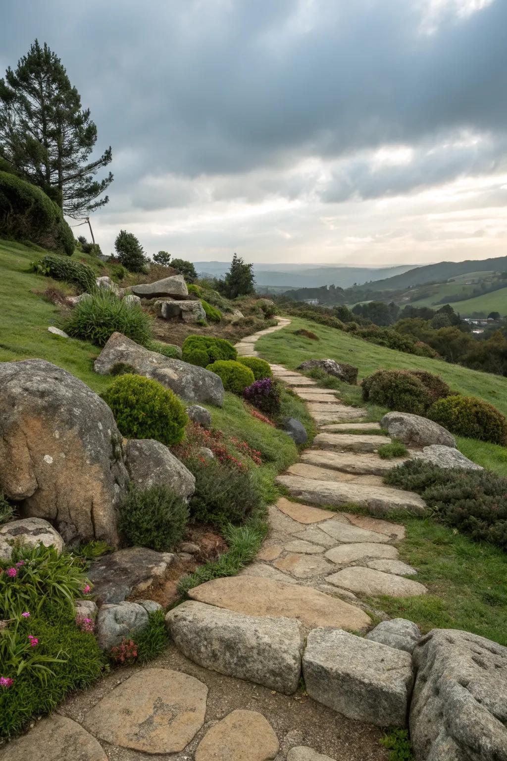 Natural stonework adds timeless elegance to any garden.