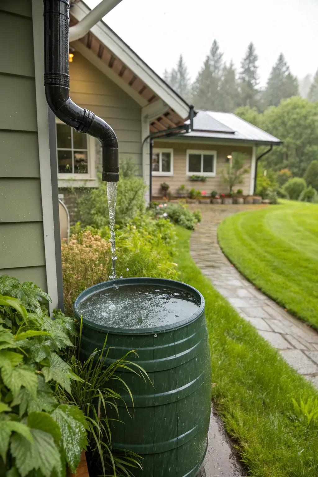 A rainwater collection system for sustainable gardening.