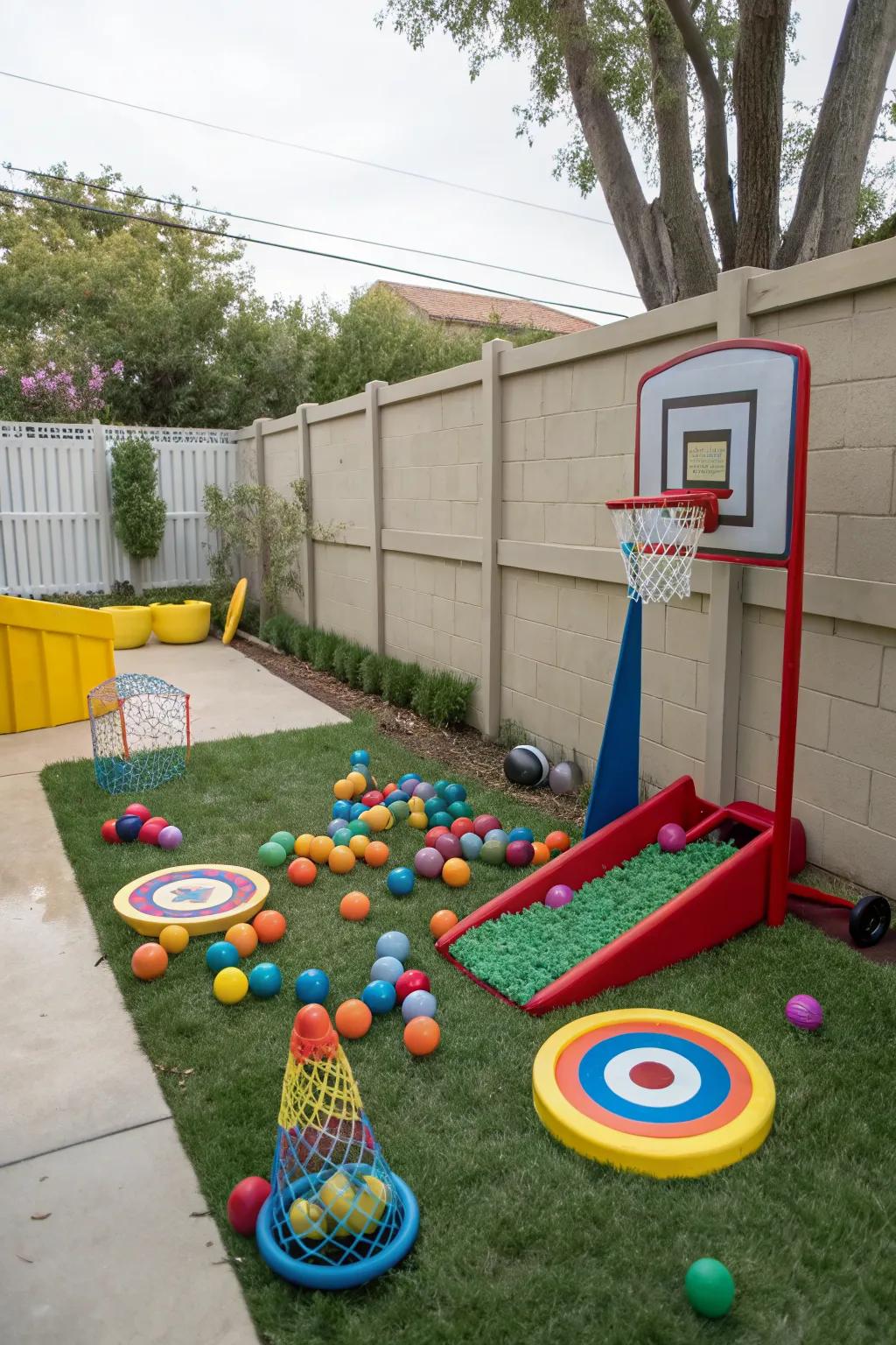 A mini sports area for toddler fun and games.