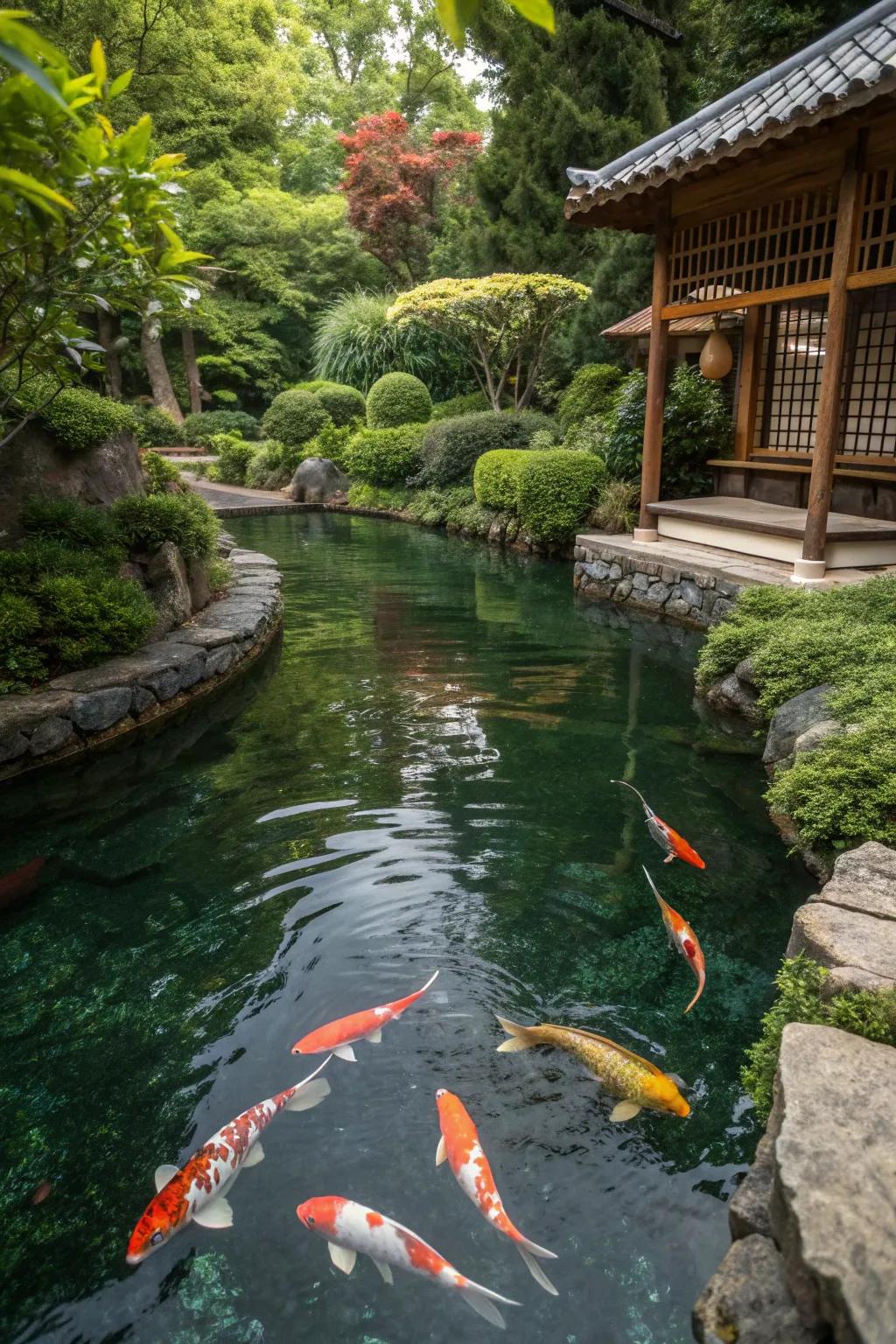 Clear water and strategic viewing areas highlight your koi's beauty.