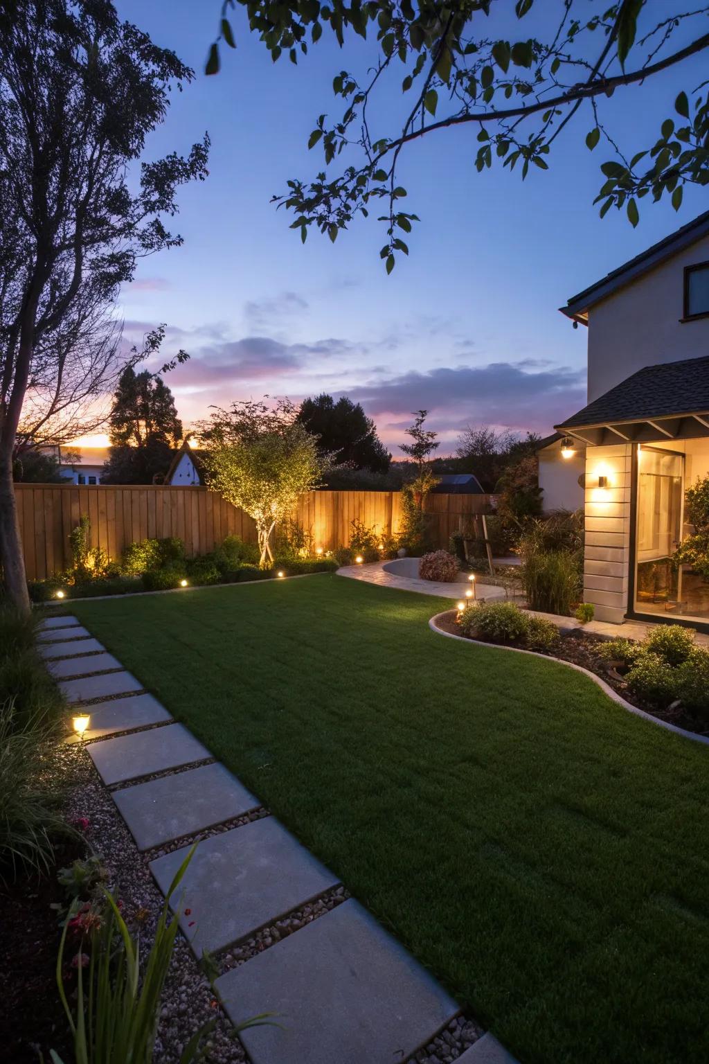 Lighting transforms your backyard into a magical evening retreat.