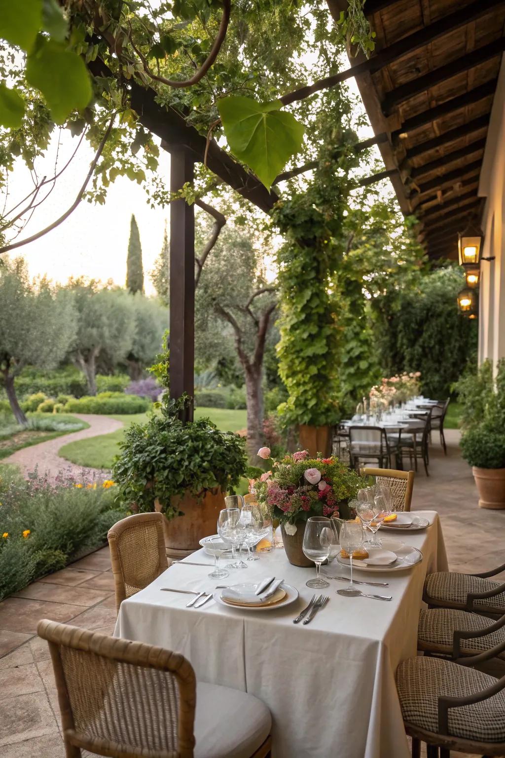 An outdoor dining area perfect for alfresco meals.