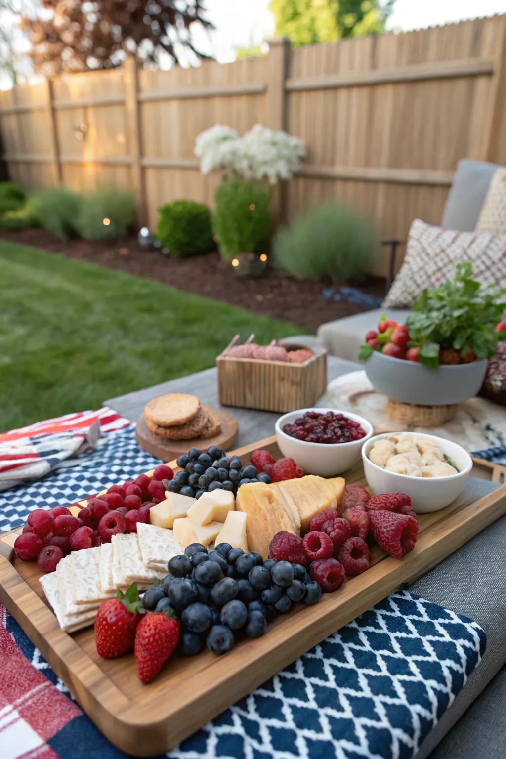 A patriotic charcuterie board is both delicious and visually stunning.
