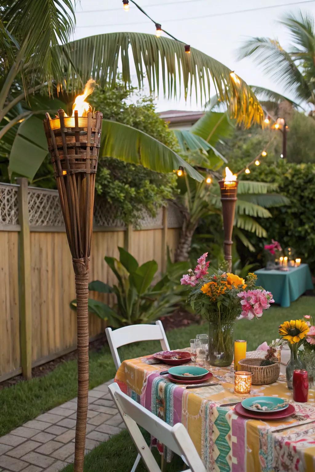 A tropical luau party brings island vibes to your backyard.