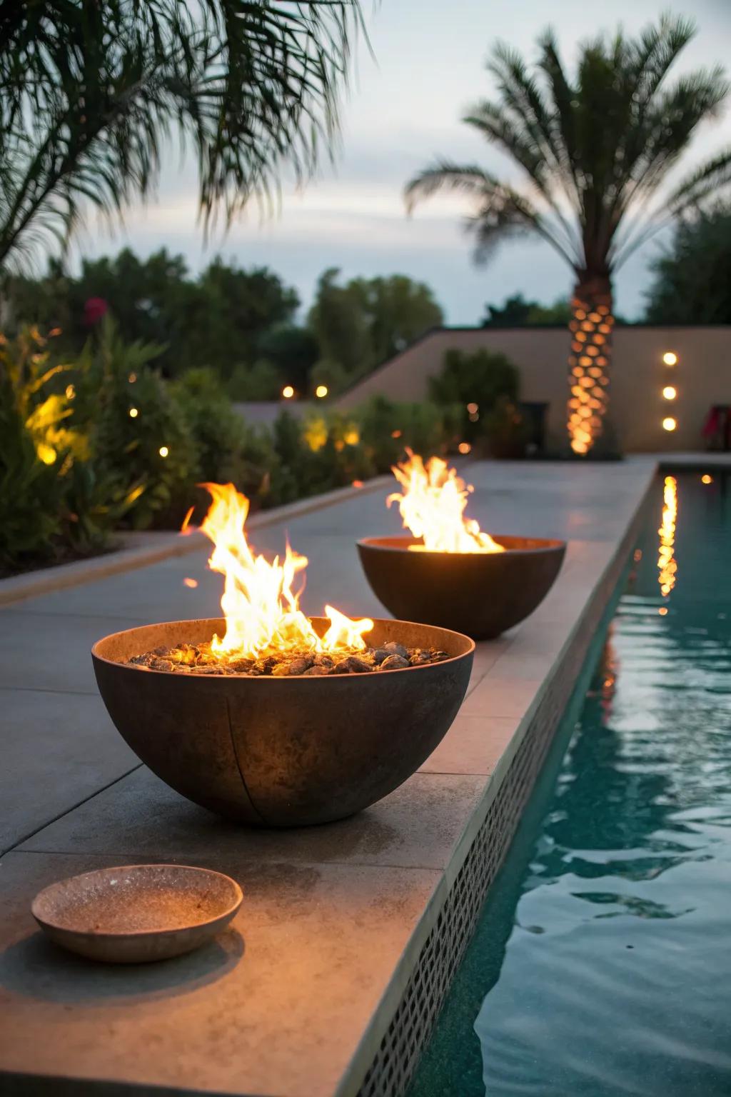 A fire and water bowl combo adds intrigue to your outdoor space.