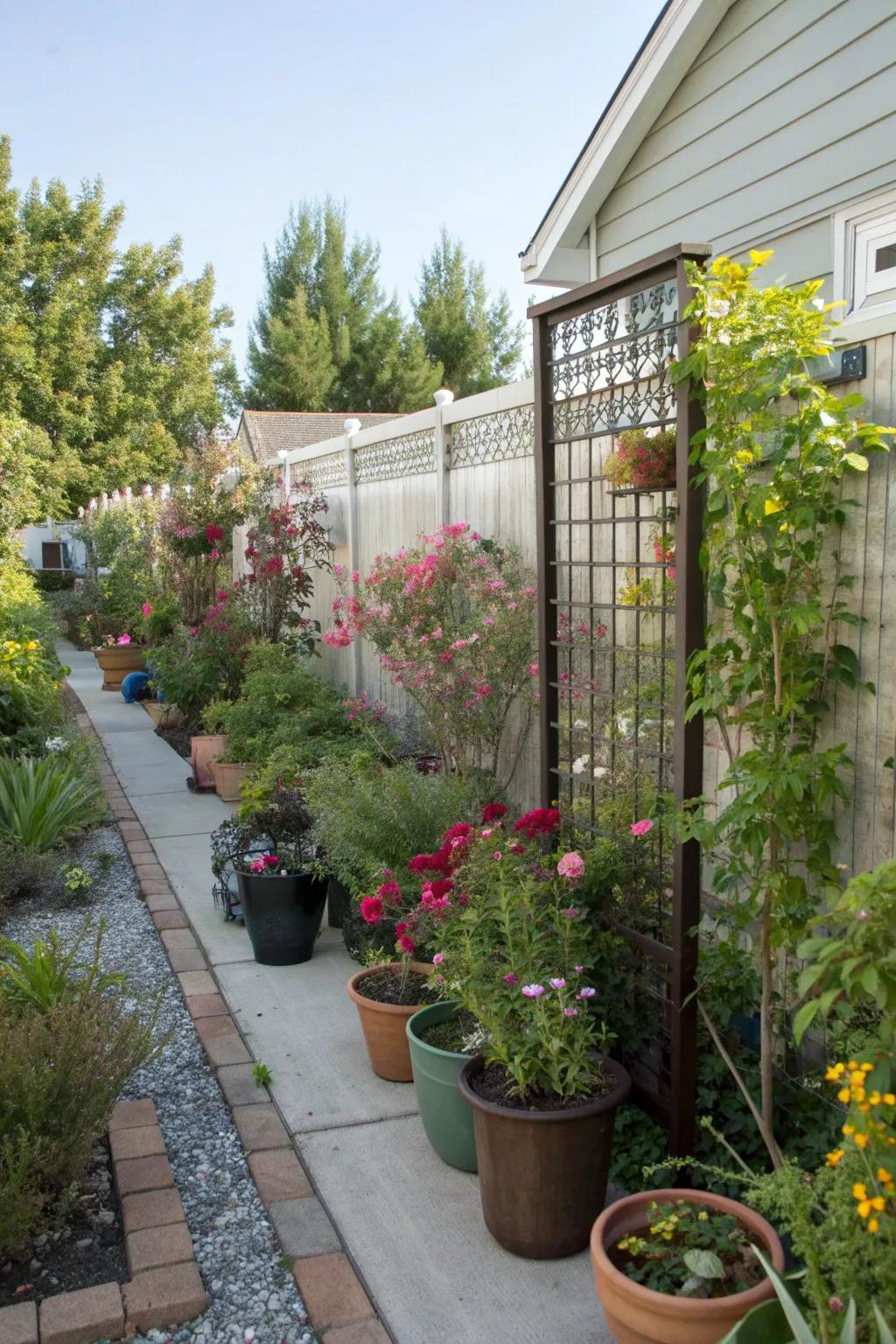 Potted plants provide versatile and mobile privacy solutions.