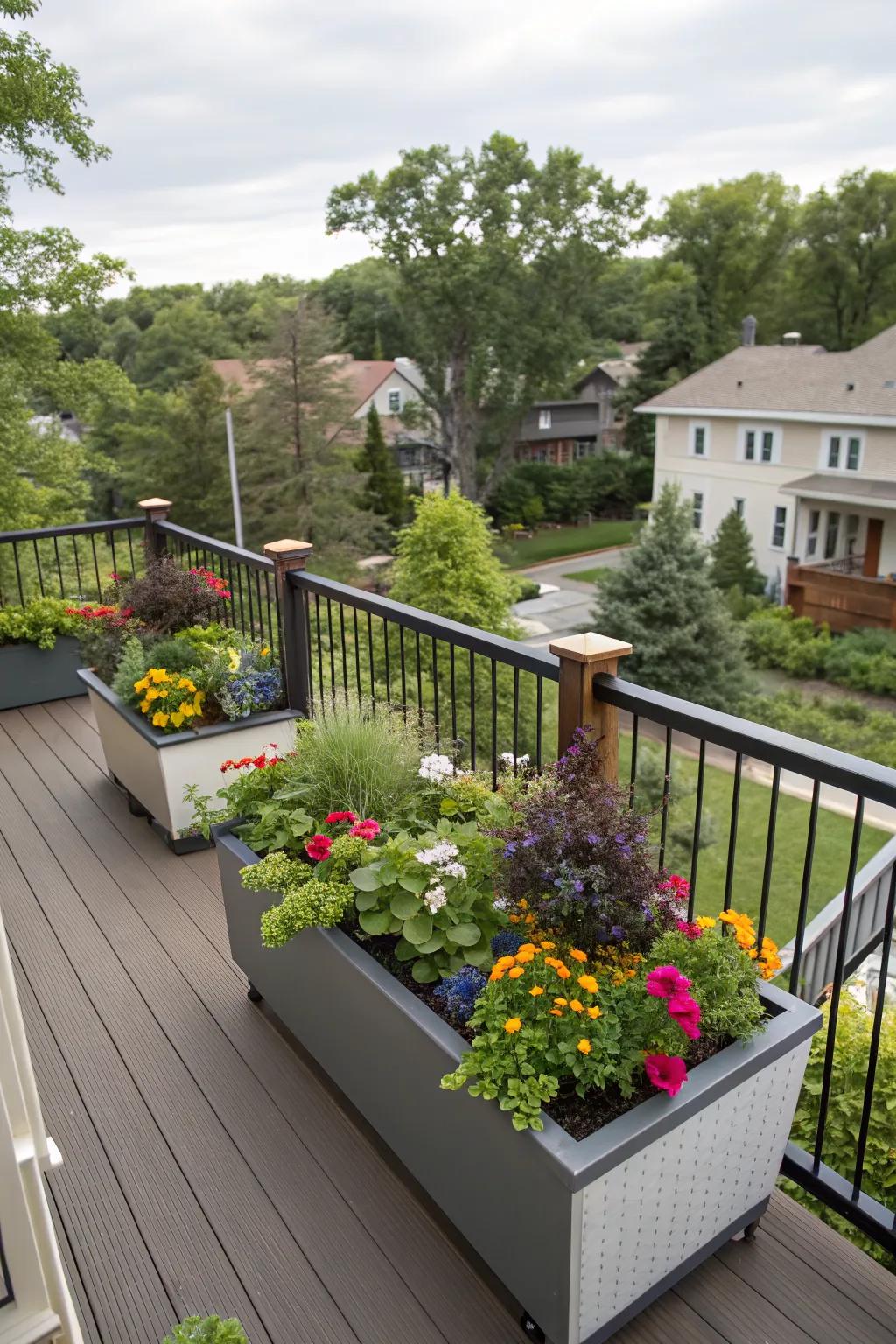 Planters transform your deck into a lush oasis.