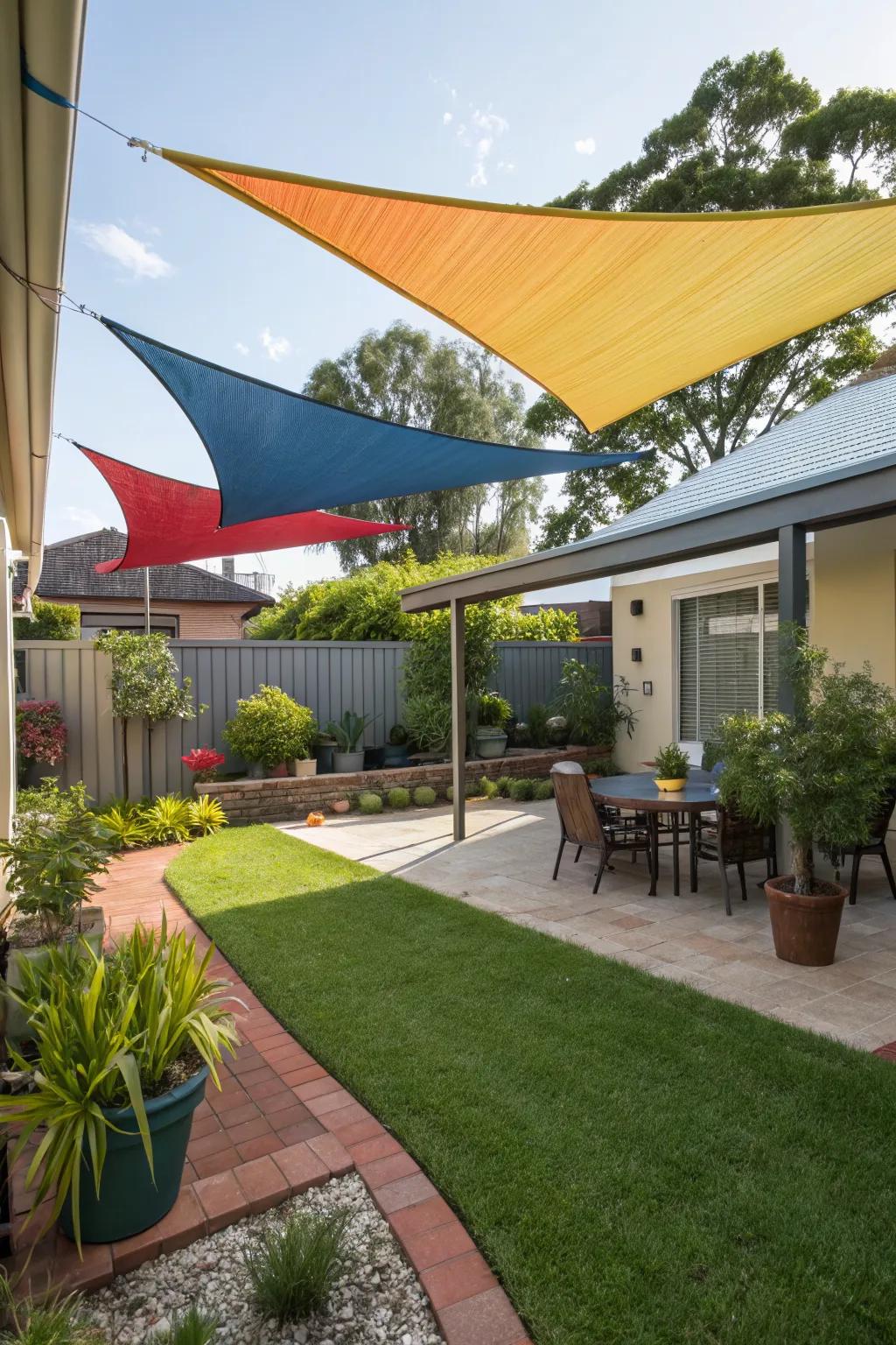 Sail shades offer stylish and flexible sun protection.