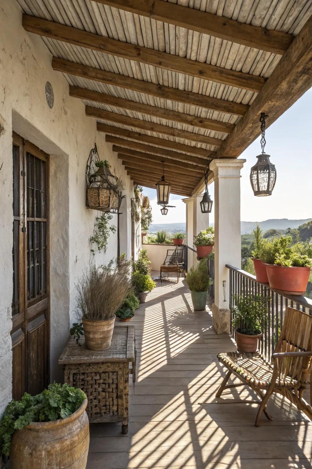 Wooden elements provide a warm, rustic aesthetic.