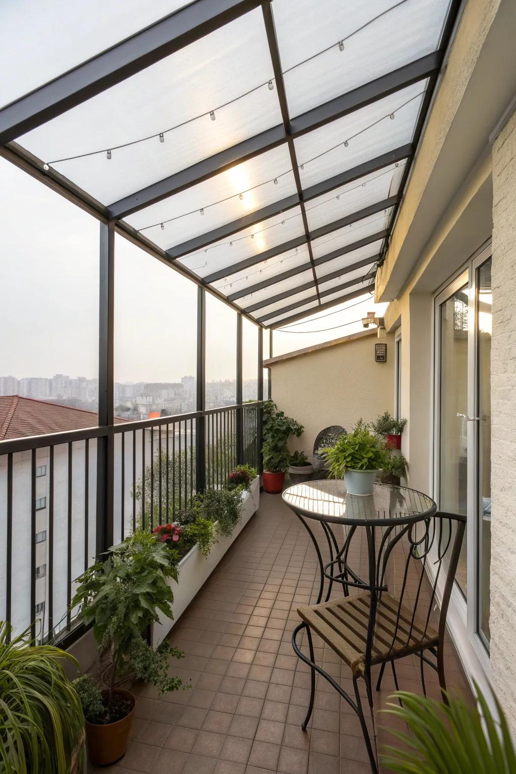 Polycarbonate roofs offer strength and style.