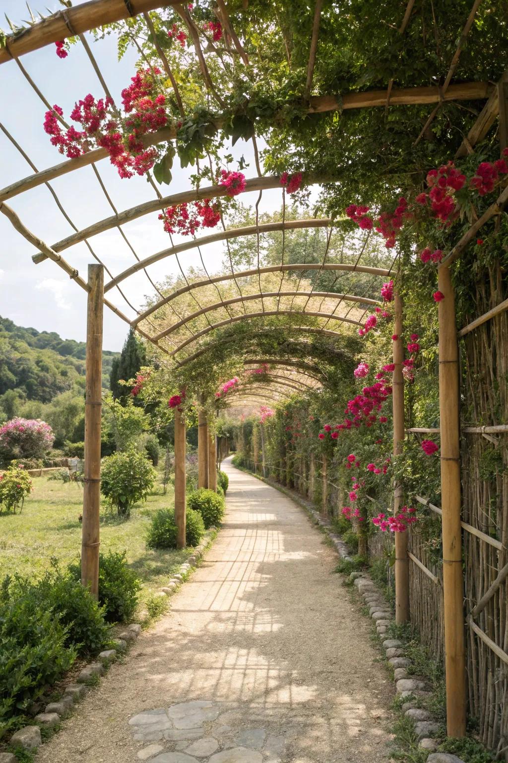 Transform pathways with bamboo trellis accents.