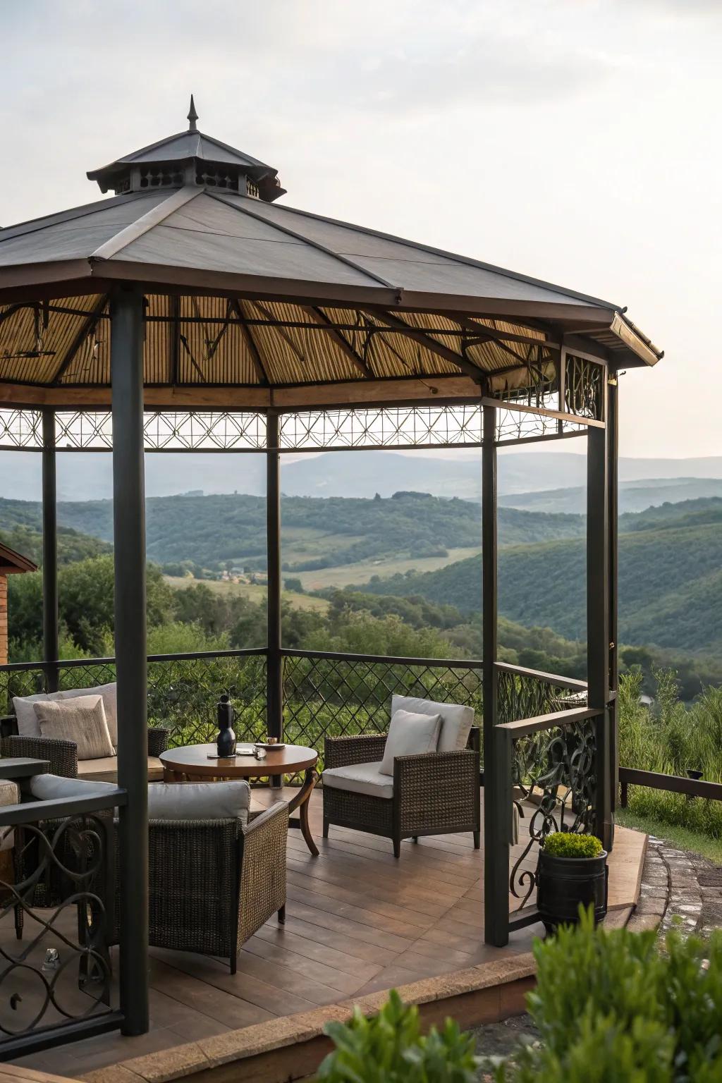 A gazebo bar that offers stunning views for relaxing evenings.