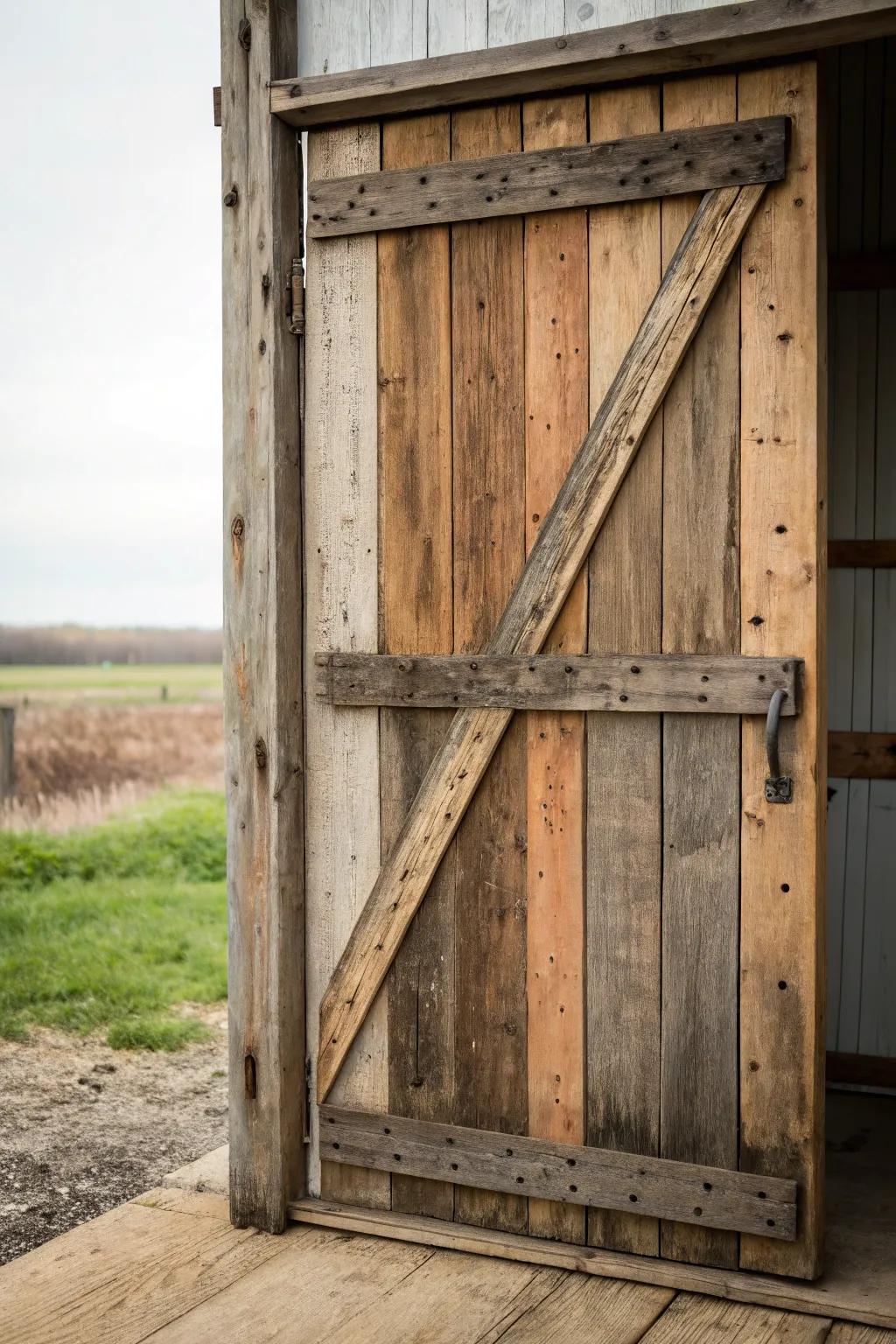 Reclaimed wood barn doors bring unique character and sustainability.