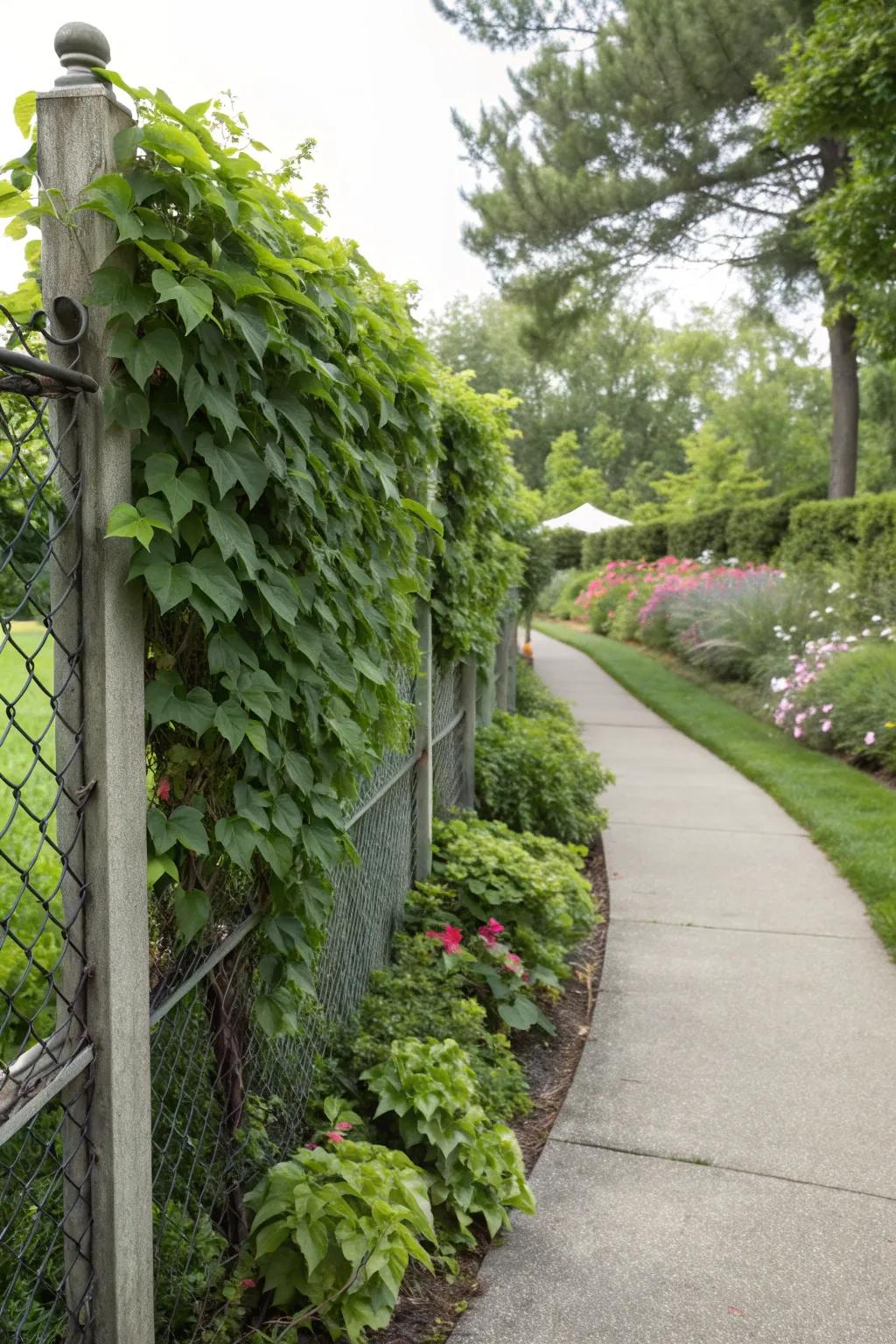 Climbing plants provide a natural and beautiful privacy screen.