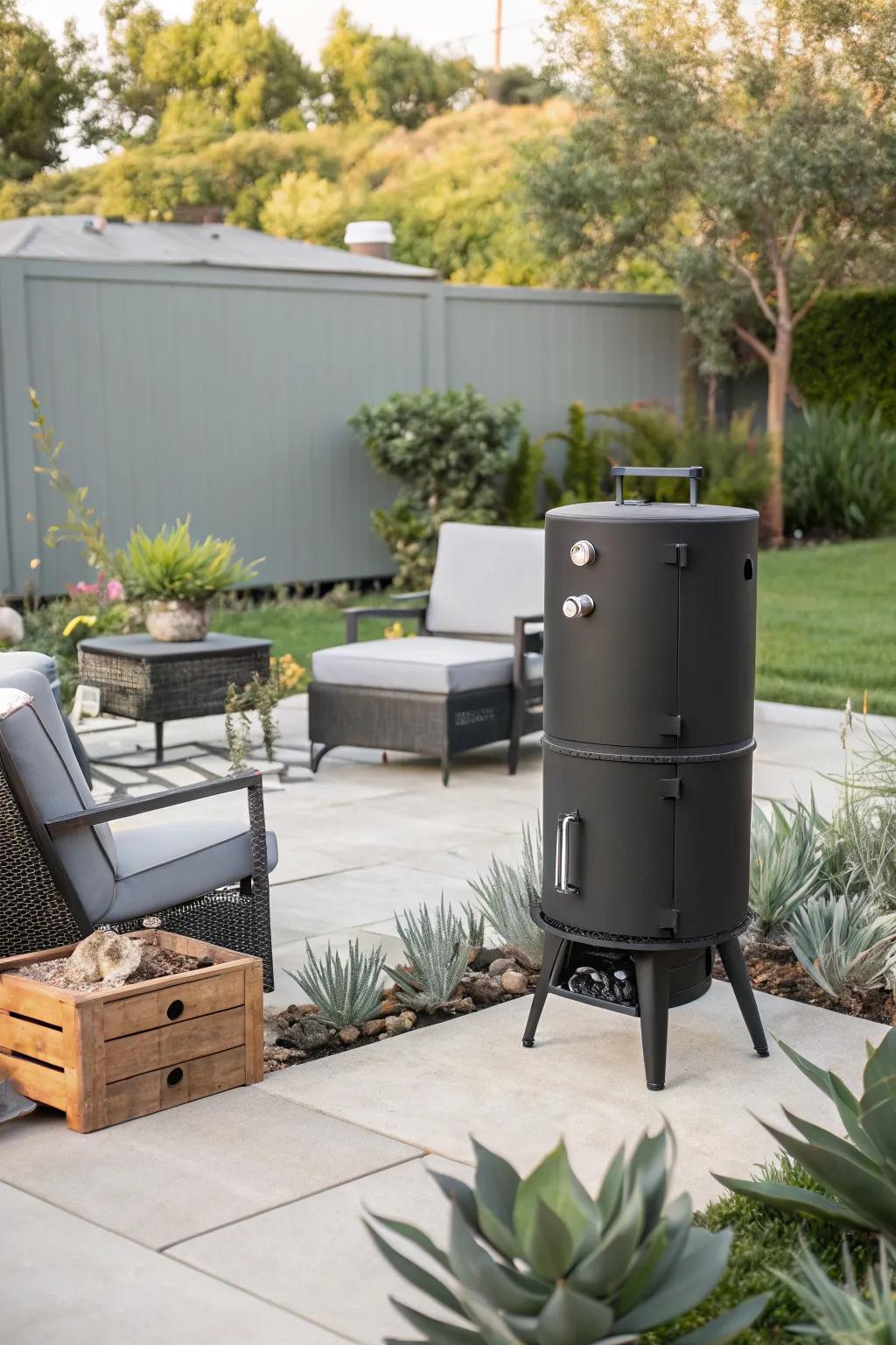 Electric smoker simplifying the smoking process in style.