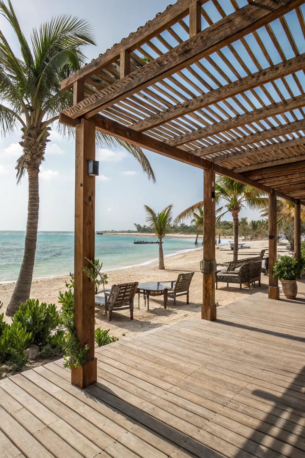Stay cool under the stylish shade of a pergola.