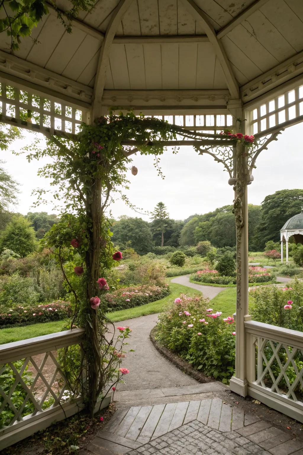 An open-air gazebo providing a seamless connection with nature.