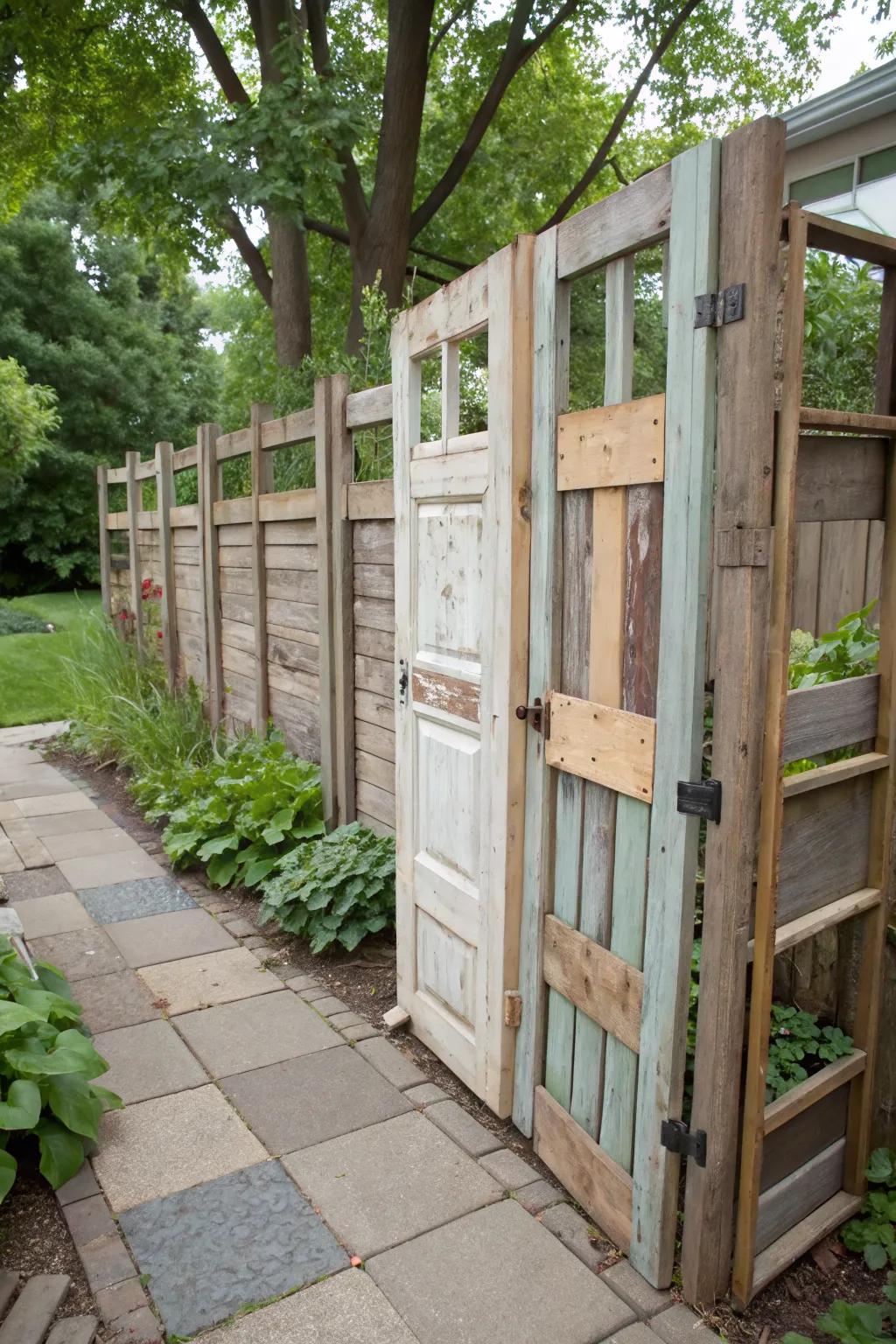 Recycled materials make for a unique and sustainable fence.
