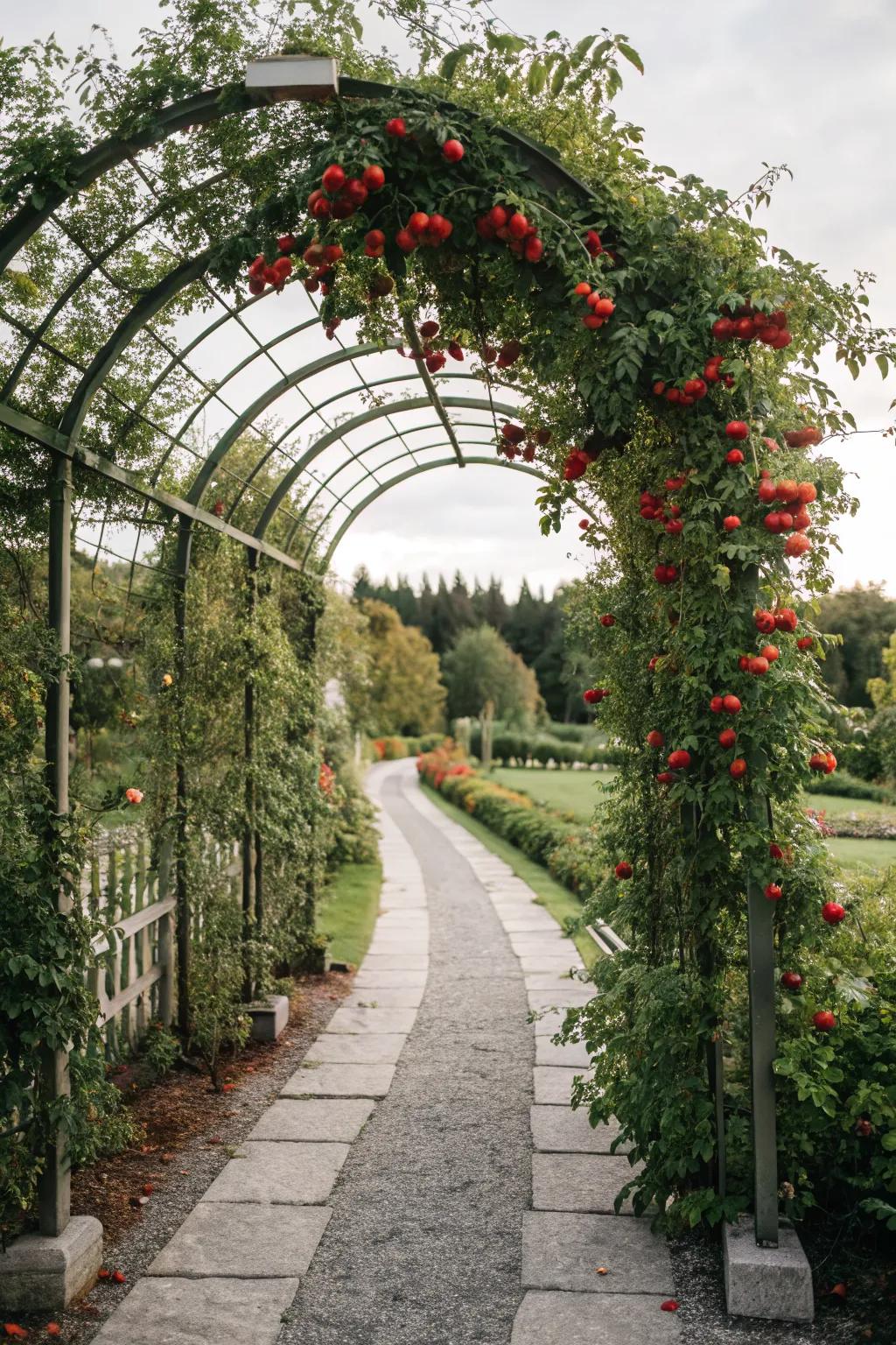An arch trellis offers an artistic and functional touch to your garden.