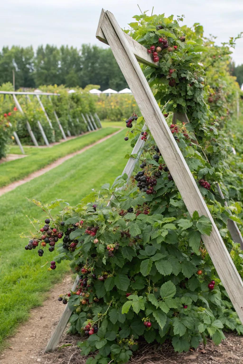 A V-shaped trellis ensuring healthy growth and abundant harvest.