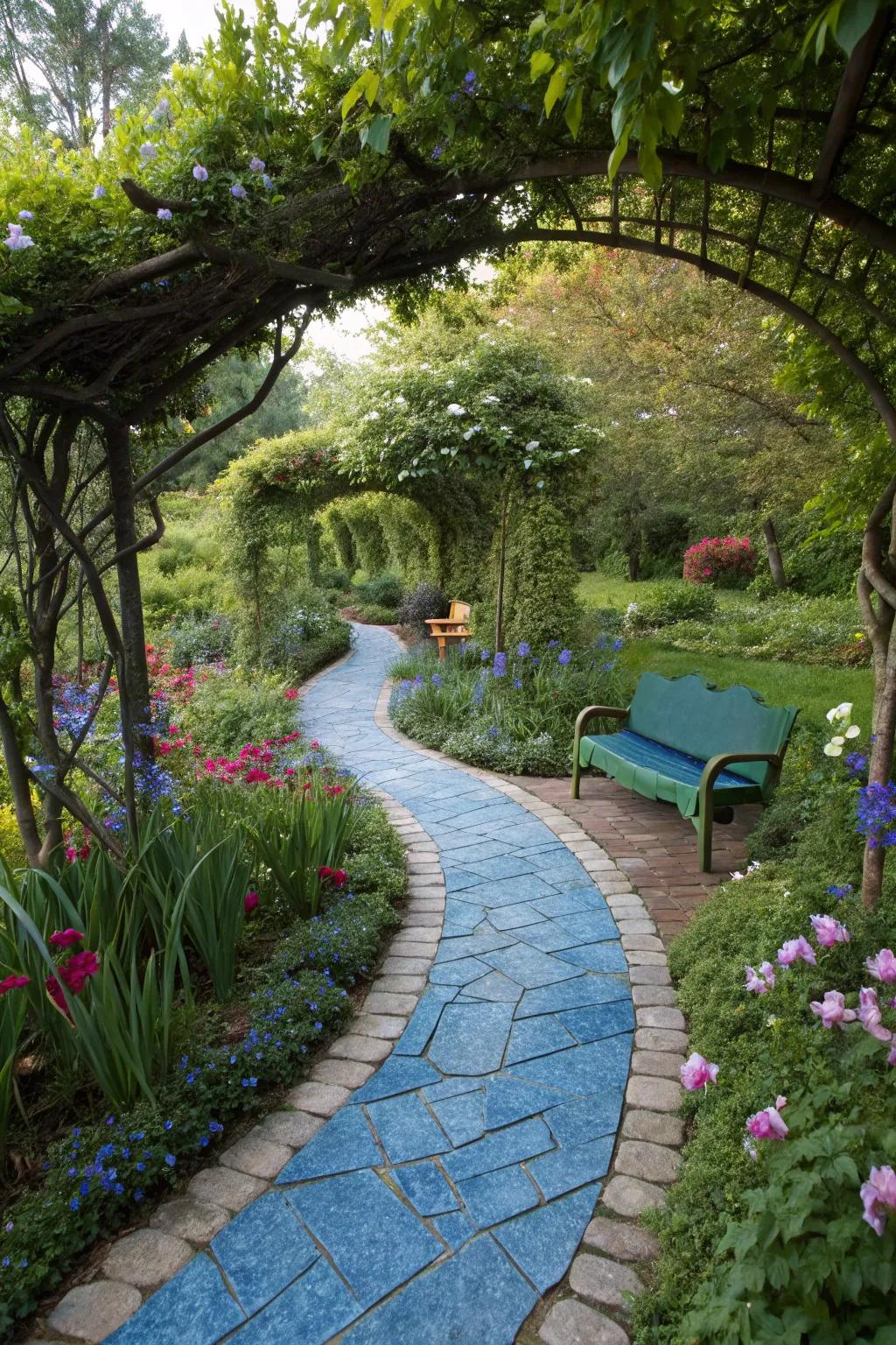 Discover hidden gems with blue stone pathways