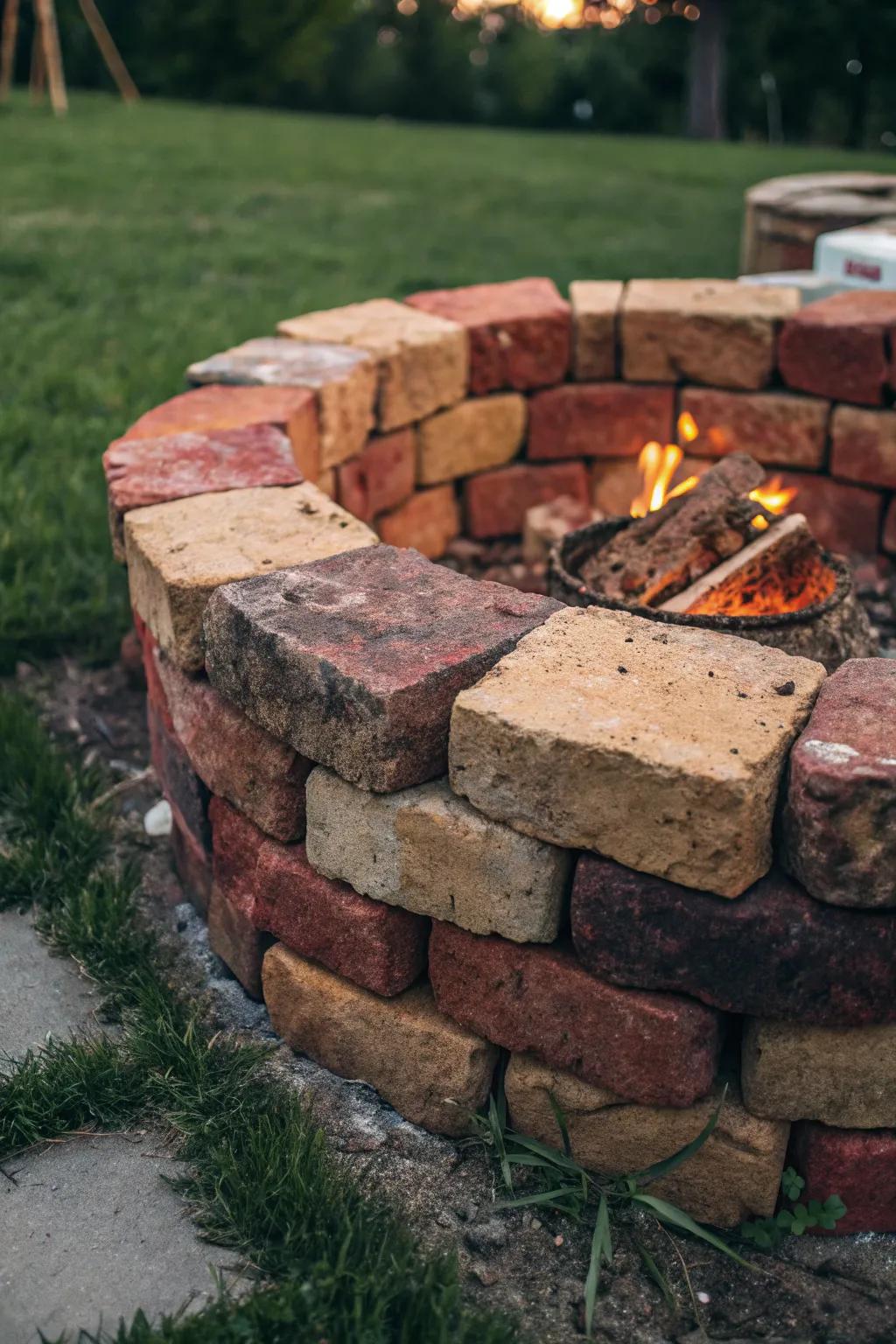 Ignite your outdoor space with the timeless charm of a reclaimed brick fire pit. Eco-friendly and full of stories.