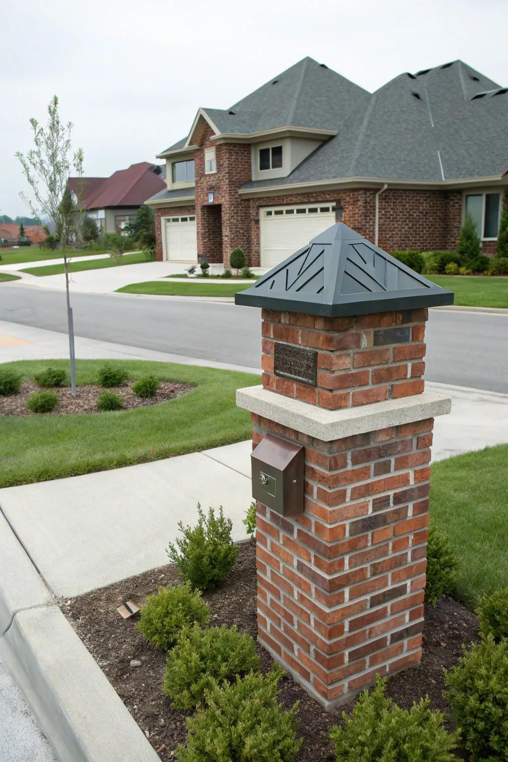 Make a modern statement with a geometric-shaped mailbox topper.