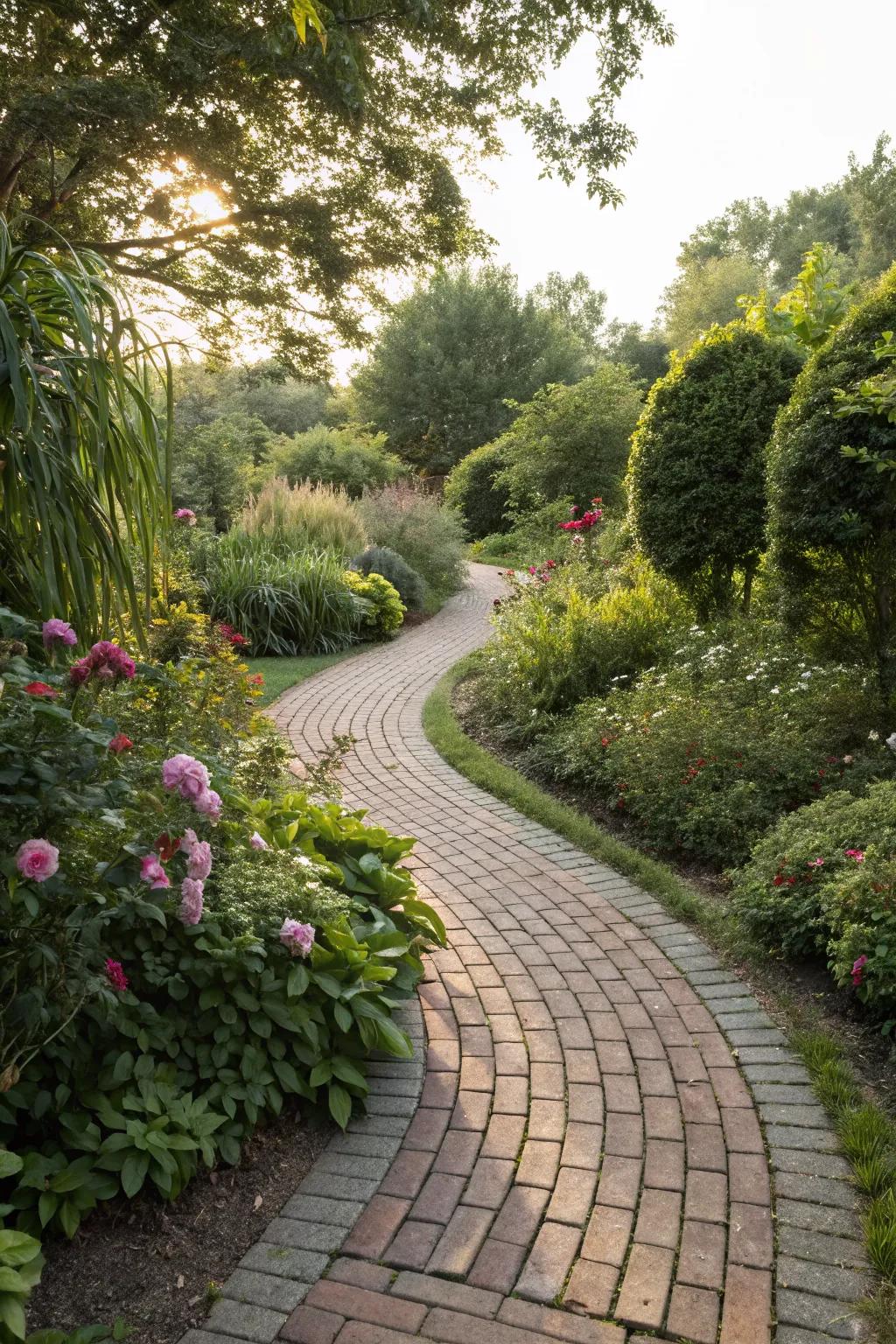 Guide your garden visitors with charming brick pathways.