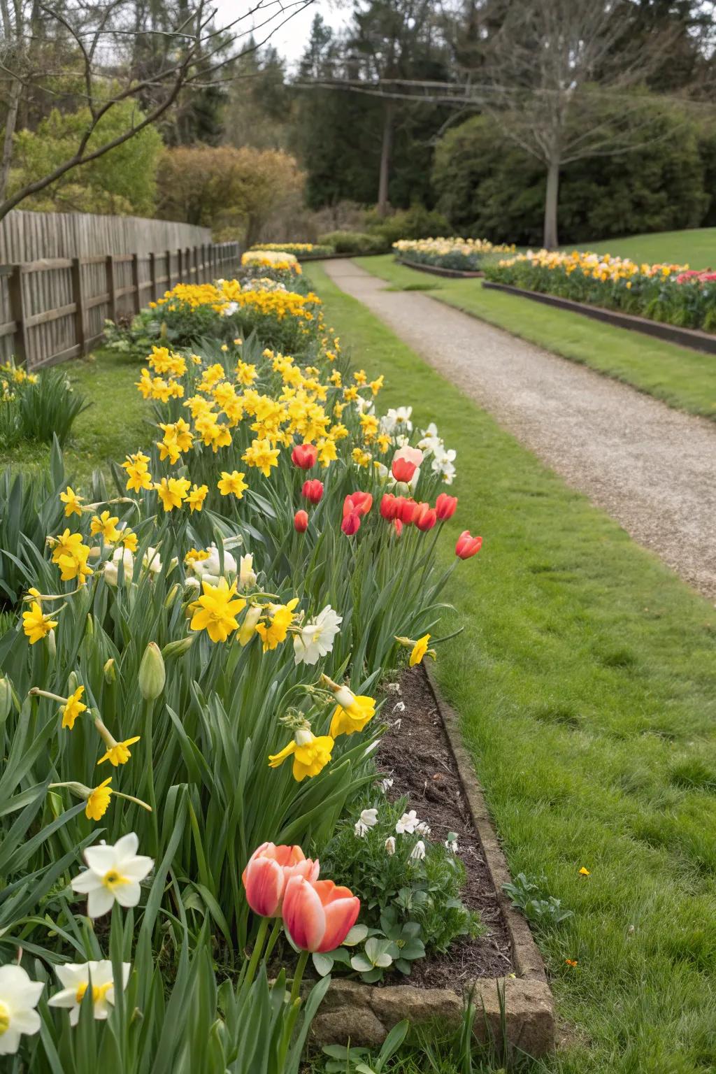 A border of bulbs adds structure and beauty to any garden.