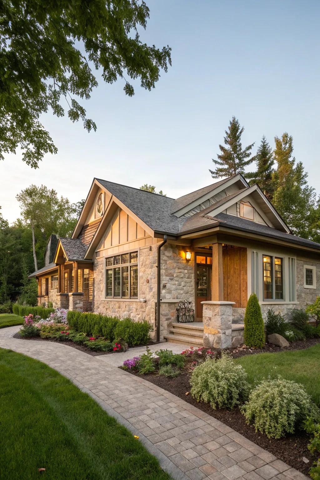 Stone accents bring a touch of luxury to your exterior.