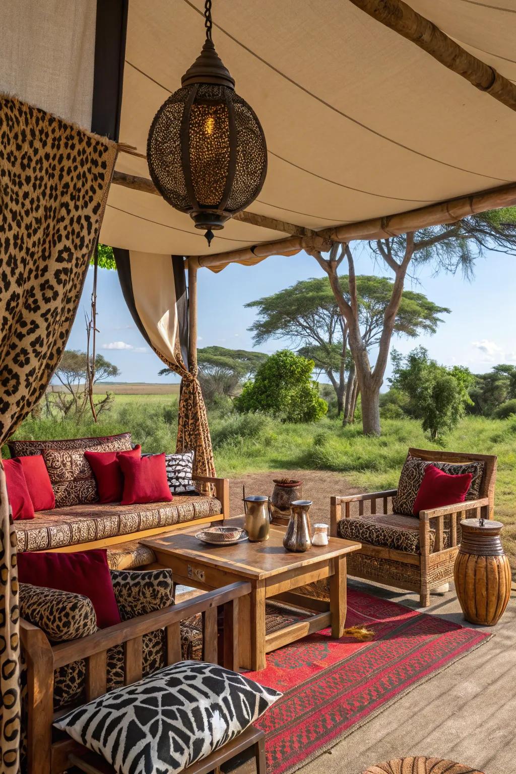 A safari retreat cabana that’s full of life and energy.
