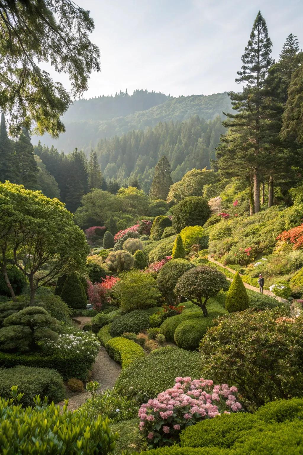A garden oasis with rich, dense greenery.
