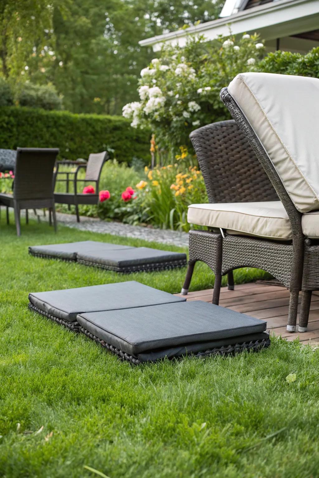 Protective mats help preserve your lawn and furniture
