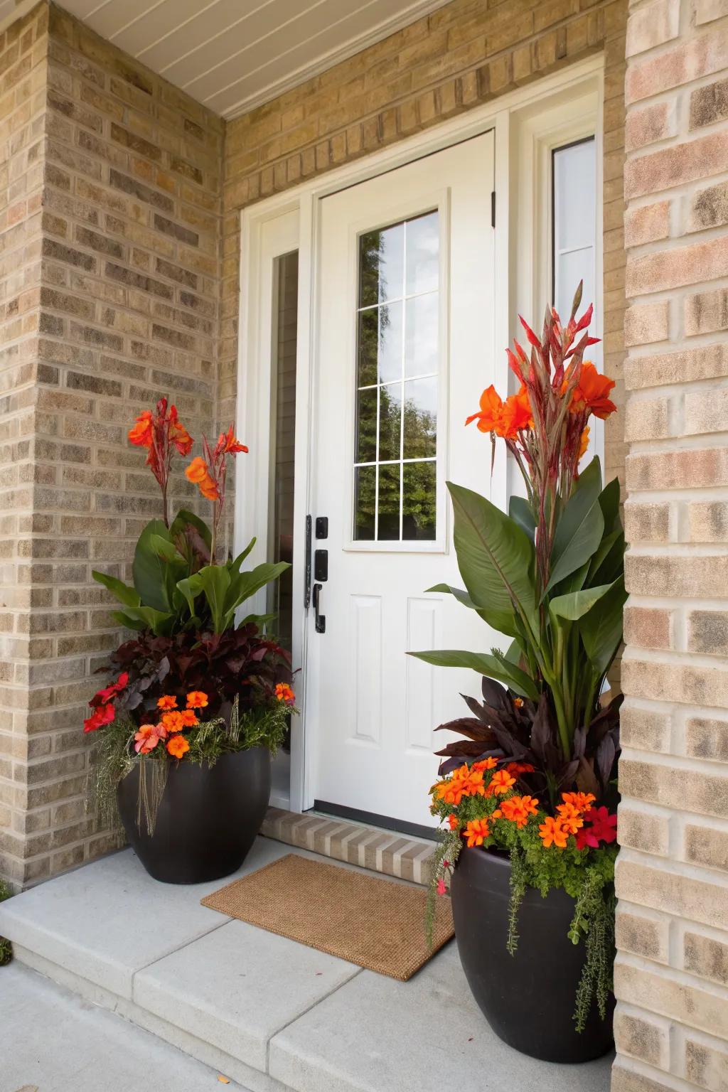 Canna lilies make a bold statement at any entryway.