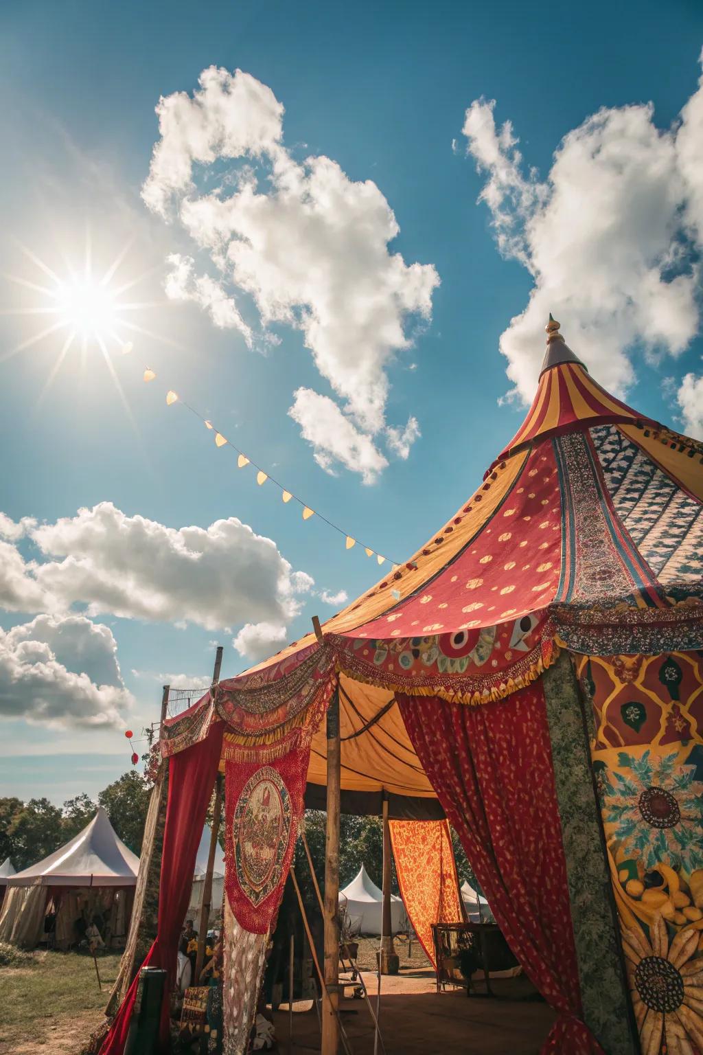 A festival-style canopy tent for an energetic setting.