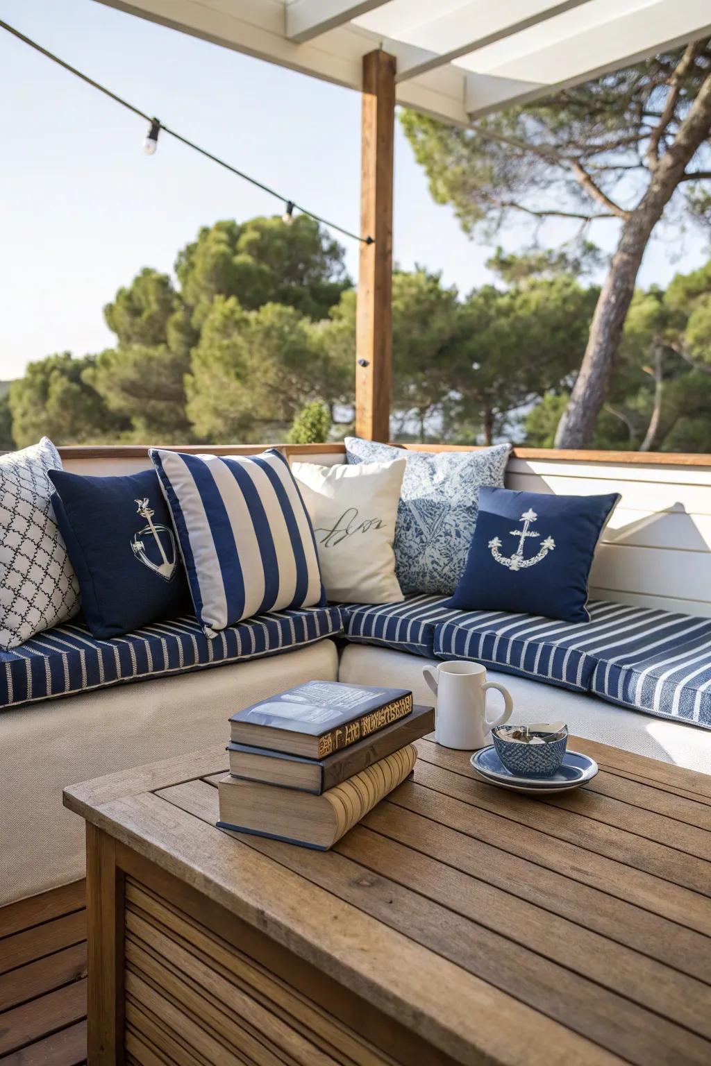 Relax in style with coastal-themed outdoor seating