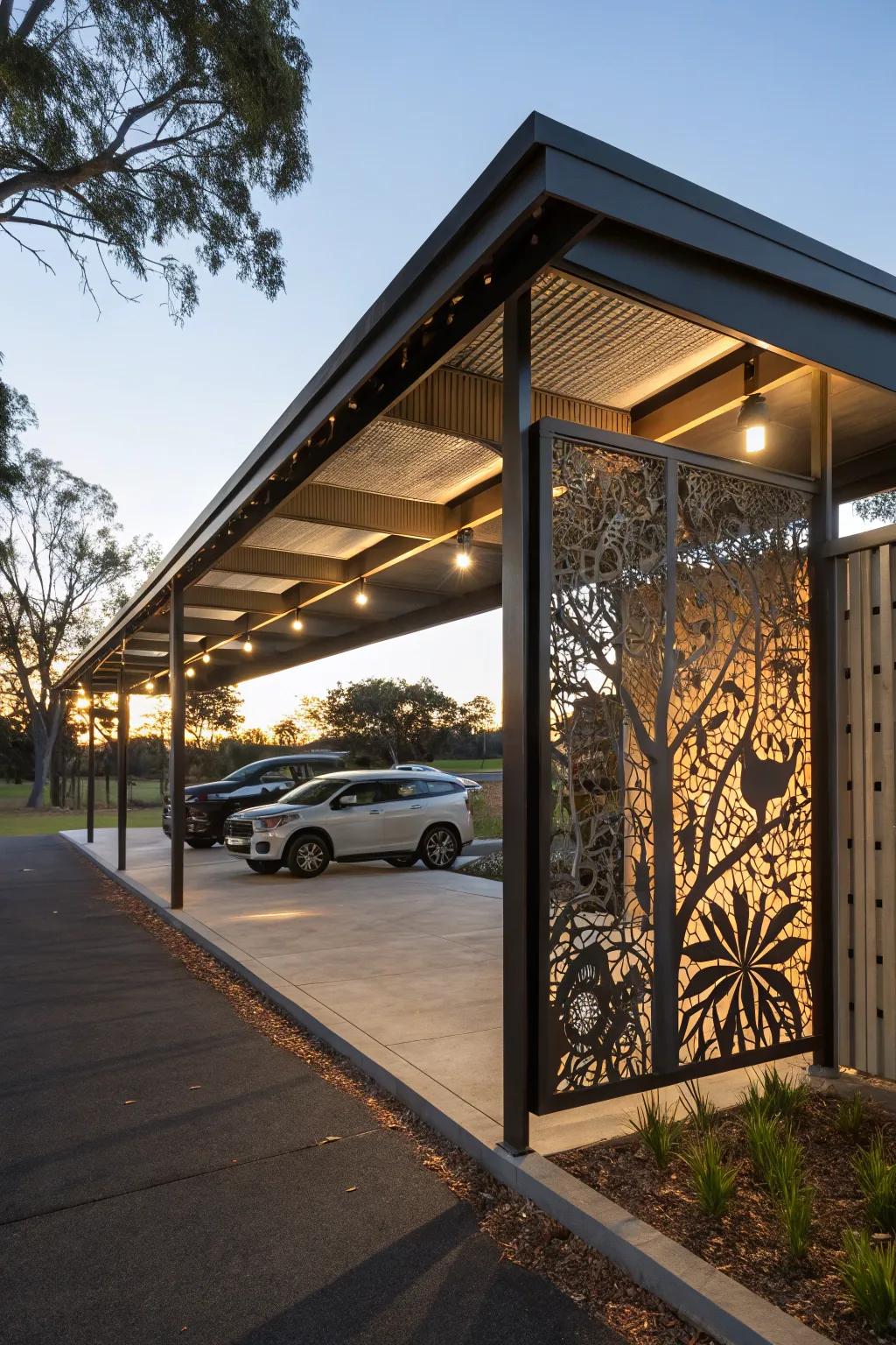Laser-cut metal panels make a bold artistic statement.