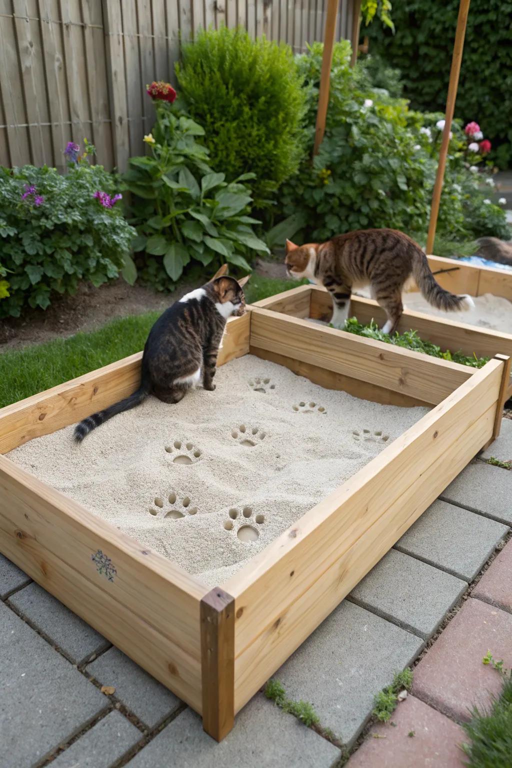 A practical and playful spot for cats to dig and use.