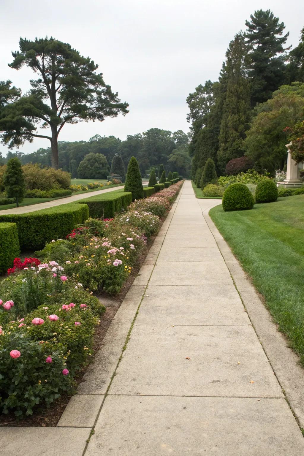 Wide paths invite guests and offer ample space for gatherings.