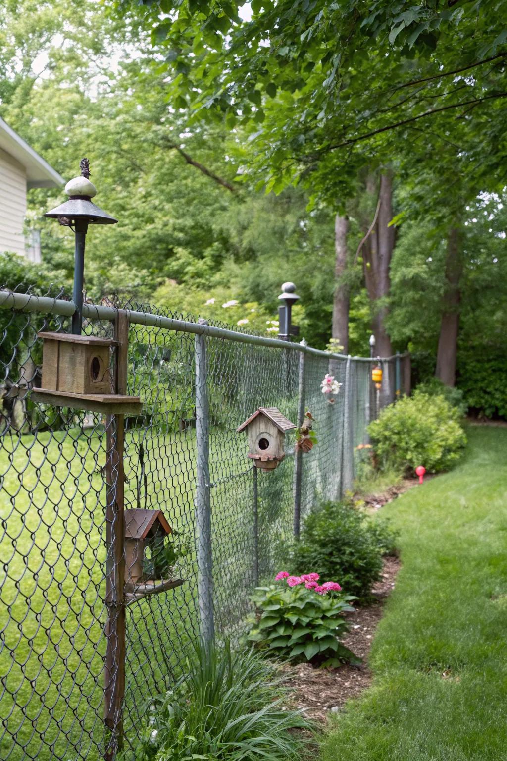 Bird-friendly additions transform fences into lively garden features.