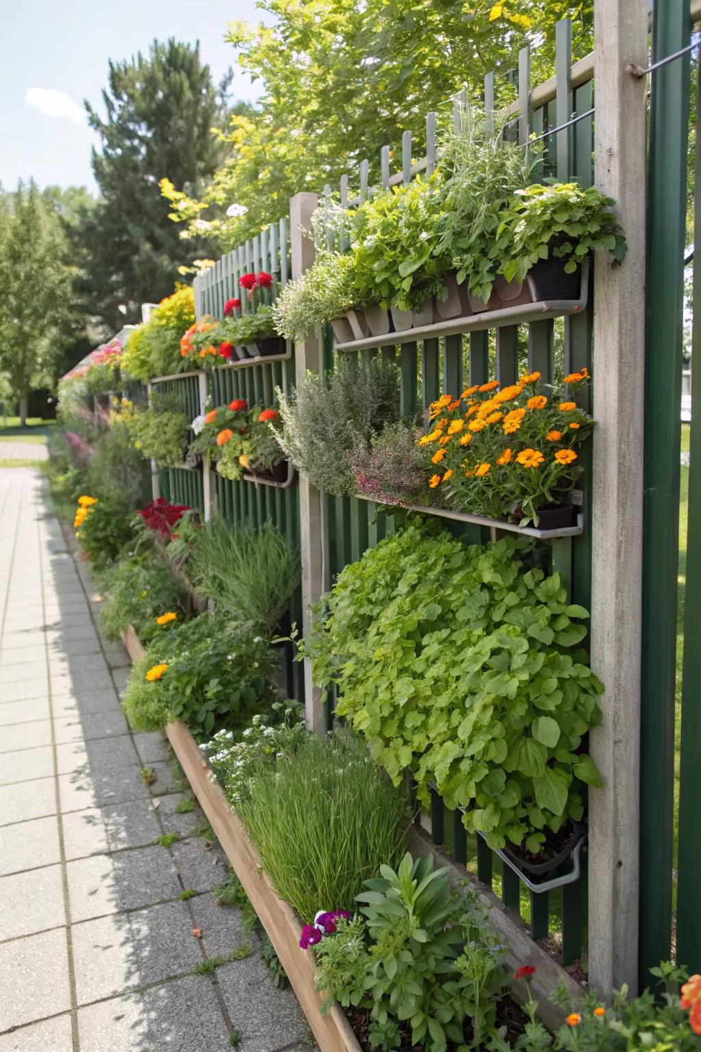 Vertical gardens bring life and color to your fence.